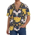 thumbnail image 3 of Vsdgher Mouse Cheese Print Men's Wrinkle Free Untucked Cuban Shirt Business Casual Button Down Shirts Short Sleeve Shirt, 3 of 7