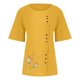 thumbnail image 4 of ICHUANYI Clearance Women's Short Sleeved Casual Plus Size Round Neck Printed Loose Button Cotton Linen Top(Yellow, XXL) ICHUANYI WER2023081013320, 4 of 5