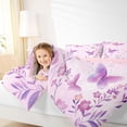 thumbnail image 3 of Erosebridal Flying Purple Butterflies Bedding Comforter Set 7 Pieces For Girls,Dreamy Floral Flowers Full Bedding Set,Pink Reversible, 3 of 6