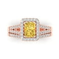 thumbnail image 2 of Clara Pucci 14K Rose Gold 1.72 Natural Citrine Engraveable Engagement Ring + Wedding Band Set, 2 of 7