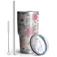 thumbnail image 2 of 30oz Pioneer Flower Floral Print Pattern Tumbler, Double Wall Vacuum Insulated Cup, BPA-Free Leak Proof Lid & Reusable Straws, Hot 12h, Cold 34h, 2 of 6