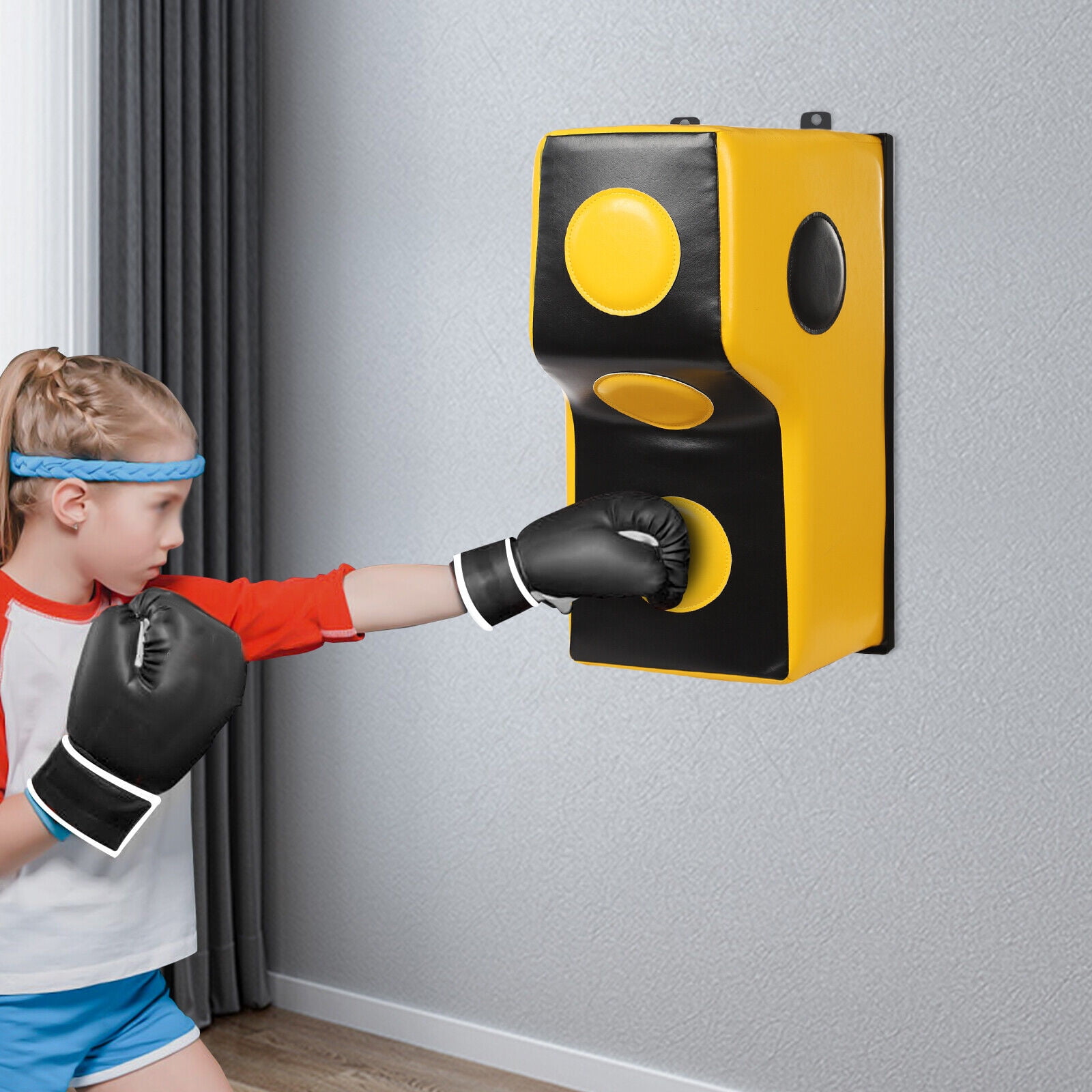 Yellow Wall Mount Punching Bag - Space-Saving Boxing Training Equipment for Hooks, Uppercuts, Straight Combinations - Uppercut Training Punching Target - 880lbs Bear Force