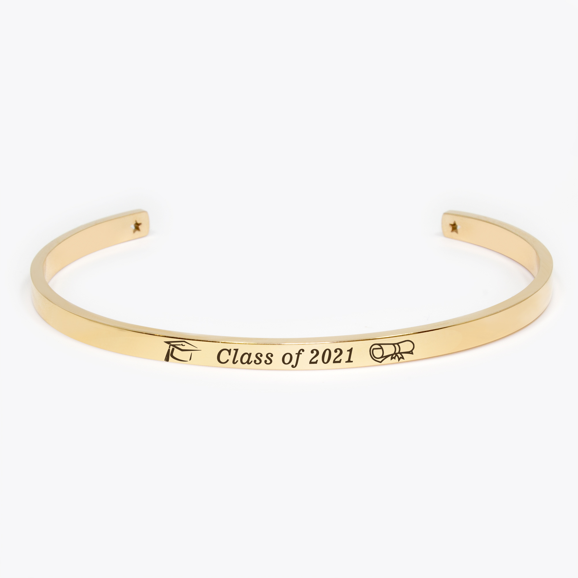 "Life is a journey…" Rose Gold Stainless Steel Graduation Theme Hidden Message Gift for Her Cuff Bracelet with Gift Set