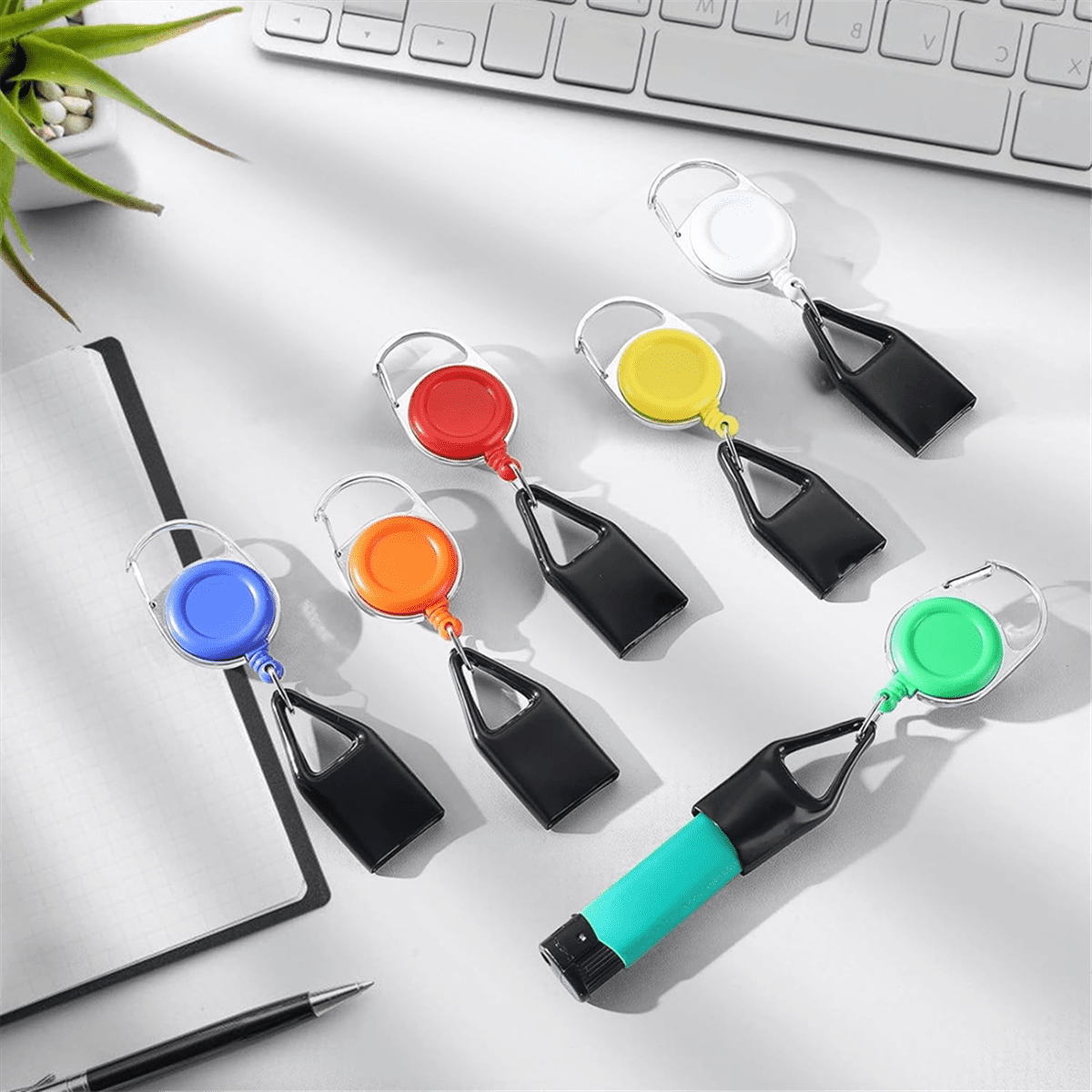 24Pcs 6 Colors Plastic Retractable Keychain Easy Release Buckle Lighter Holder Stretchable Lighter Case with Belt Clip
