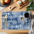 thumbnail image 2 of Navy Blue Coastal Placemats Set of 4 Nautical Coral Starfish Shell Seahorse Ocean Place Mats Indoor Wipeable Table Mats Washable Dining Table Placemats for Kitchen Holiday Party Home Decor 13x19 Inch, 2 of 9