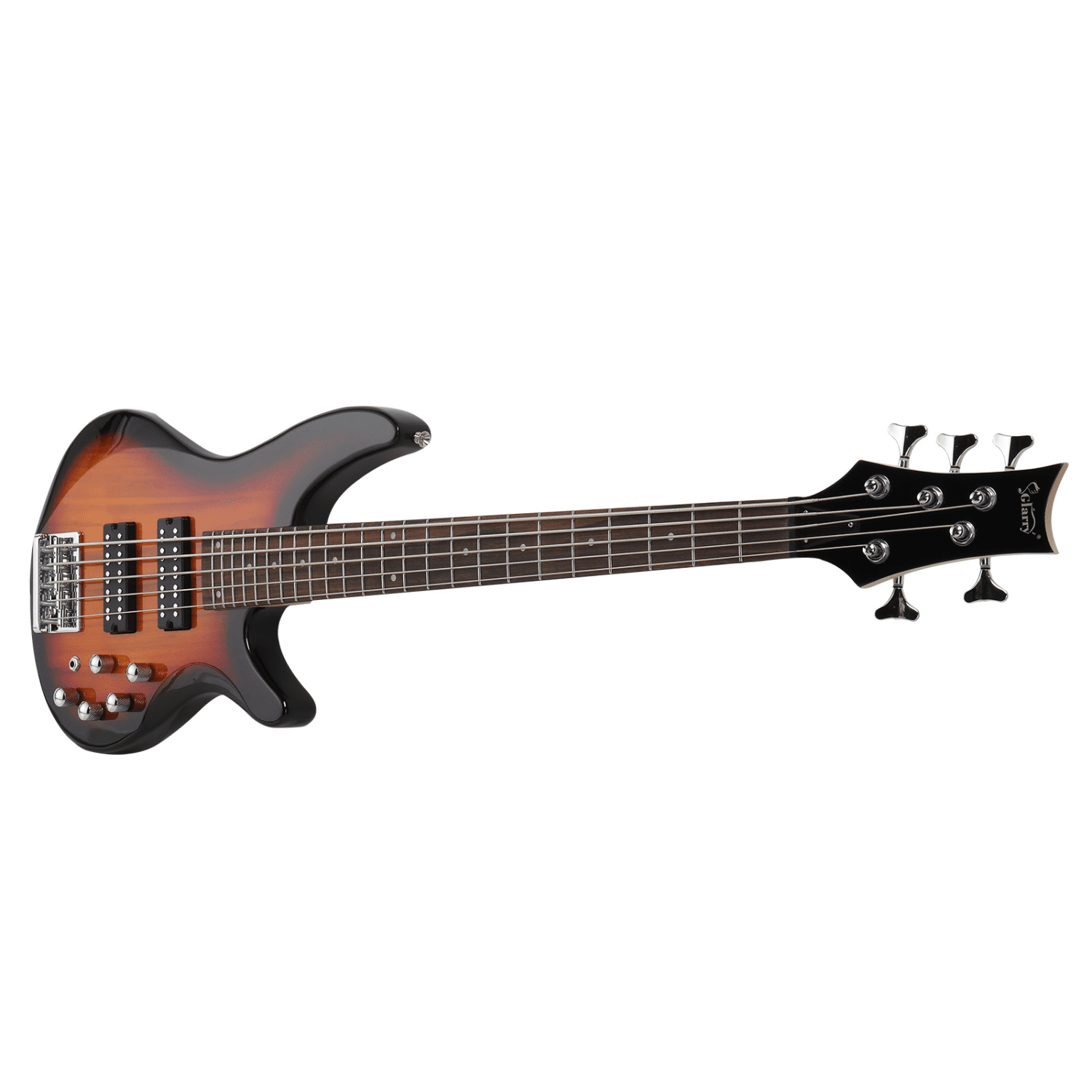 Hassch Electric Bass Guitar 5 String, Beginner Kit with Bag, Strap and Other Accessories, Sunset Color