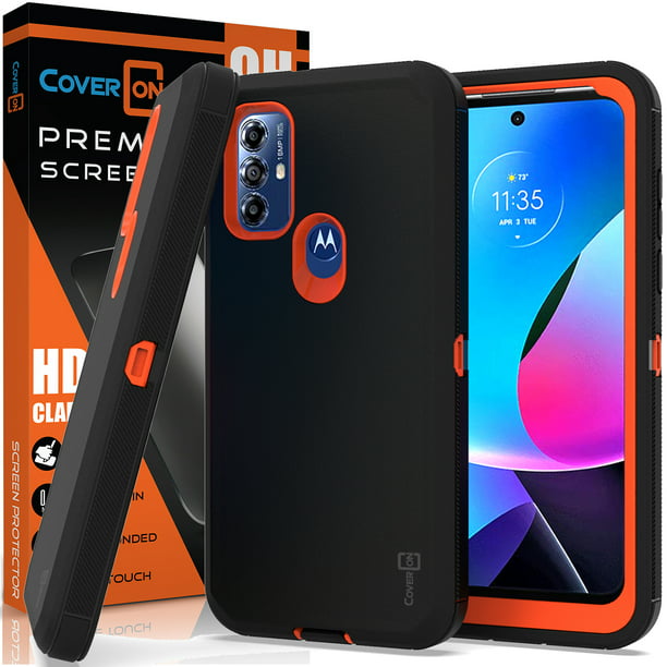 CoverON For Motorola Moto Play 2023 Case and Screen Protector Tempered Glass, Military Grade Heavy Duty Full Body Phone Cover, Black - Walmart.com