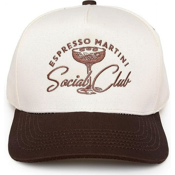 Espresso Martini Social Club Hat, Embroidered Trucker Cap for Coffee Cocktail Lovers, Funny Retro Snapback for Bar Crawls, Party Vibes & Nightlife Style