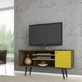 thumbnail image 3 of Liberty 53.14" Mid Century - Modern TV Stand with 5 Shelves & 1 Door with Solid Wood Legs, Brown, Yellow, 3 of 7
