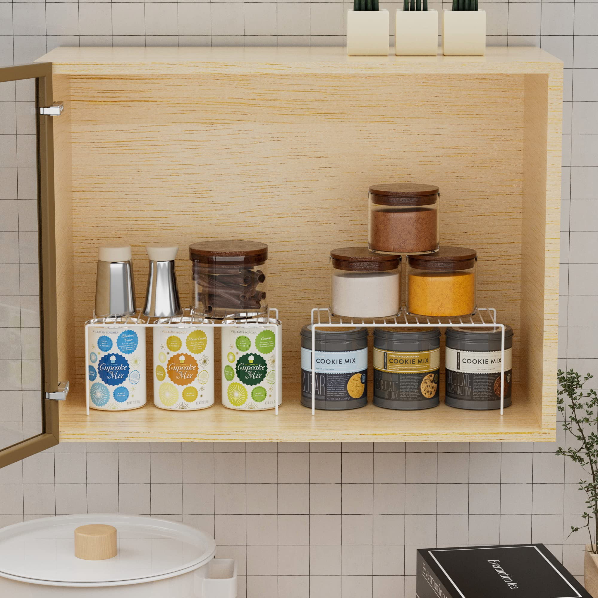 4 Pack(10.6 X 5.1 Inch) Cabinet Storage Shelf Rack  Rustproof Kitchen Counter And Small Organizer For Fridge Bathroom White