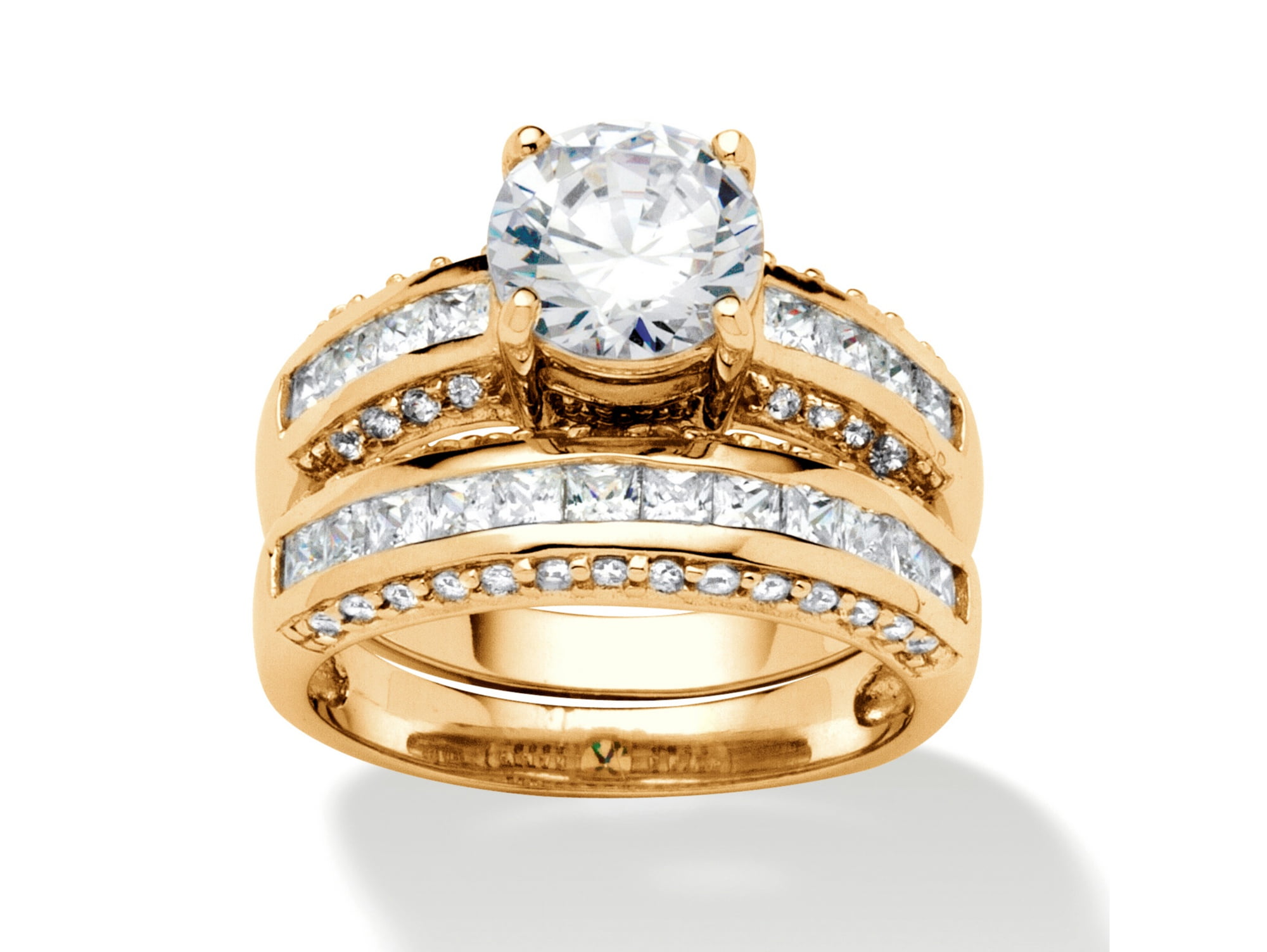 2.45 TCW Round Cut Moissanite Bridal Set Engagement Ring 14k White Gold Plated 