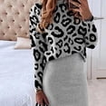 thumbnail image 4 of Conjunto de jersey de cuello alto de manga larga con estampado de mujer + conjunto de falda elástica sexy Wmkox8yi  FGJ633, 4 of 6