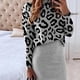 thumbnail image 4 of Conjunto de jersey de cuello alto de manga larga con estampado de mujer + conjunto de falda elástica sexy Wmkox8yi  FGJ633, 4 of 6
