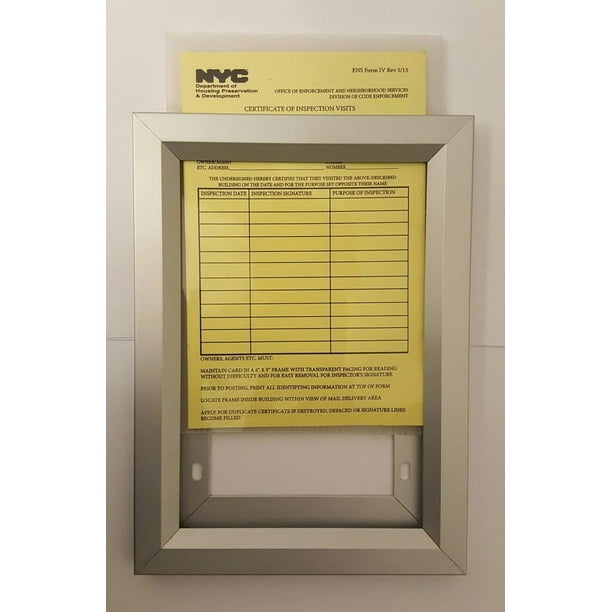 Equipment Use Permit Certificate visits frame NYC (HEAVY DUTY) 6 x 9