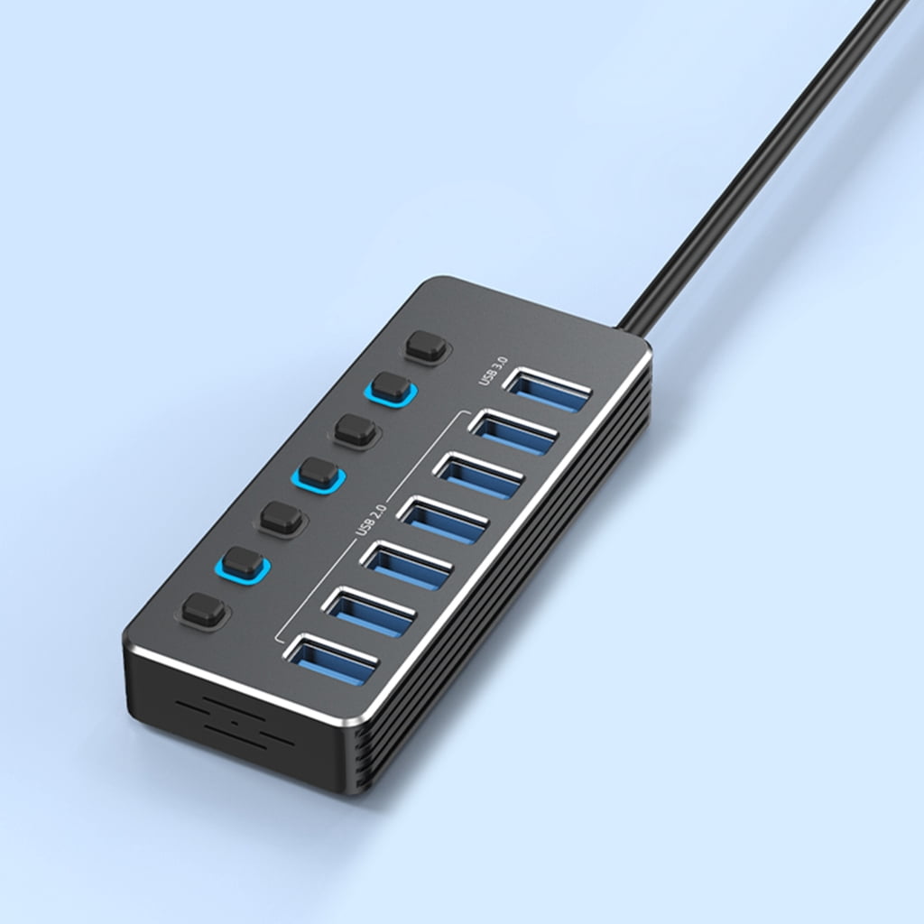 Aluminum Body Multiport USB Hubs Individual Power Controls LED Status Lights and Fast Speed for Multiple Devices