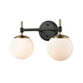 thumbnail image 2 of Millennium Lighting 929 Lighting 2 Light Bathroom Vanity Fixture with Opal Glass Shades Matte Black/Modern Gold Black Matte, 2 of 5