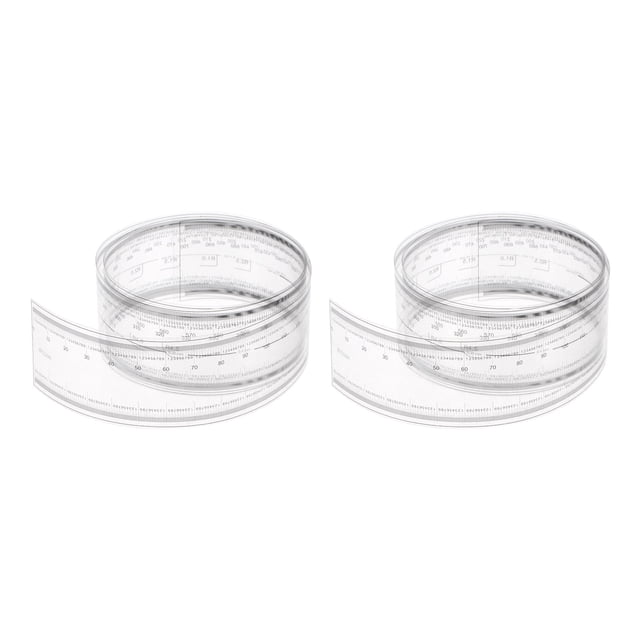 Unique Bargains 2pcs Film Flexible Ruler 70cm 0.1mm Scale with R Angle & Width Lines PET Plastic Folding Straight Ruler