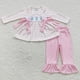 thumbnail image 1 of Conjunto de ropa de dormir con bordado navideño de Papá Noel para niños, Tops verdes de algodón, pantalones a cuadros de reno, pijamas para niños pequeños, 1 of 2