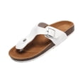thumbnail image 2 of IEMIEMIEM Womens Orthopedic Sandals Leather Insole Slides Sandals for Women Adjustable Buckle Summer Thong Sandals Outdoor Walking Slides White 9 Wide, 2 of 5