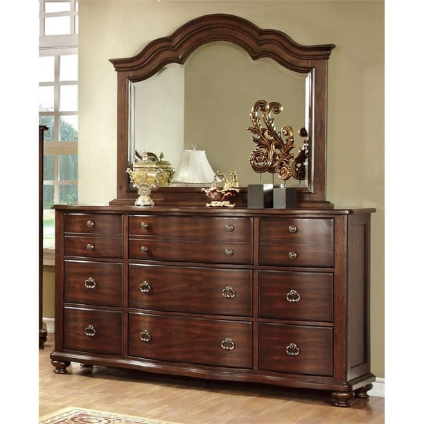 Furniture Of America Marcella 9 Drawer Dresser And Mirror Set Walmart Com Walmart Com