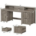 thumbnail image 4 of Executive Desk, 63" Farmhouse Desk with Storage, Home Office Desk with Drawers and Cabinet, Wood Desk with Monitor Stand, Rustic Writing Desk Study Table, Elegant Computer Desk with File Drawer, Grey, 4 of 10
