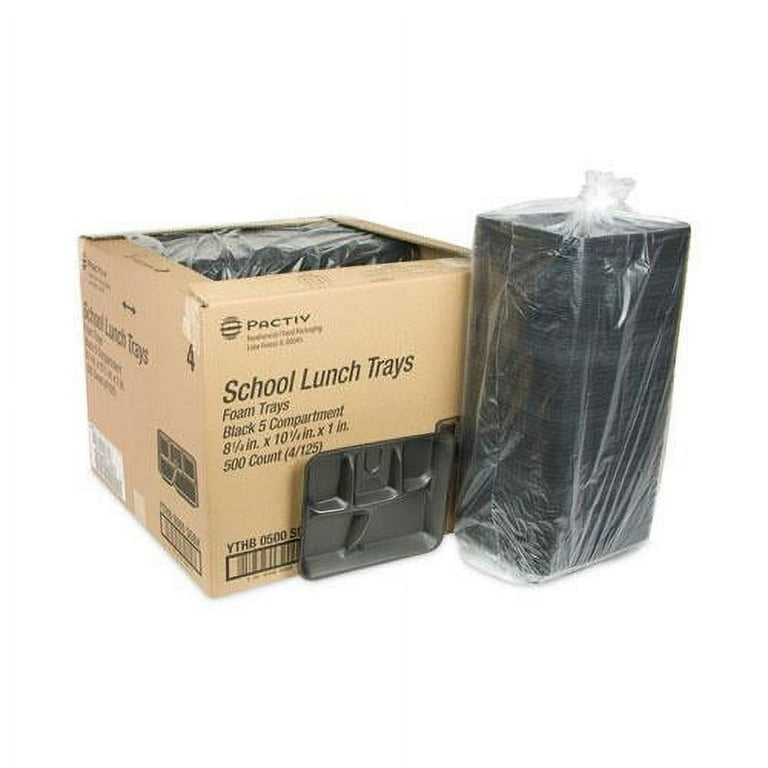 Foam School Trays, 5-Compartment, 8.25 x 10.25 x 1, Black, 500/Carton Foam School Trays, 5-Compartment, 8.25 x 10.25 x 1, Black, 500/Carton