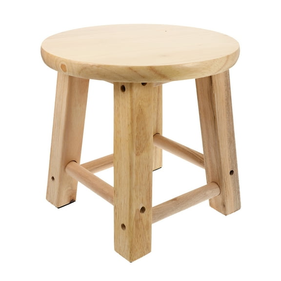 Tineasur Small Wooden Low Stool Beige Compact Lightweight Seat for Home Office Outdoor Use 1 Piece