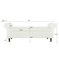 thumbnail image 7 of 63''W Storage Ottoman Bench with Rolled Armrests, Long Foot Stool with Safety Hinge Flip Top, End of Bed Bench with Solid Wood Legs for Living Room, Bedroom, White, 7 of 7