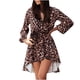 thumbnail image 1 of Vestido de manga larga irregular con cordones de leopardo con cuello en V casual para mujer Pompotops  hdfakjf7349, 1 of 6