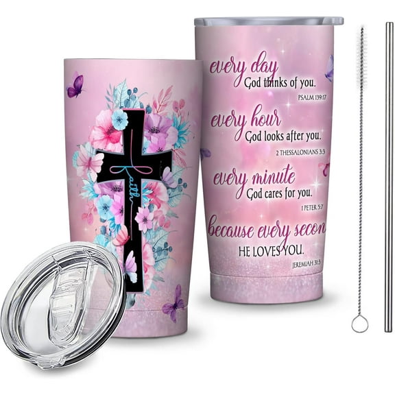 Christian Gifts for Women-Scripture Bible Verse Inspiration Religious Gifts for Women-Birthday Gifts For Women, Mom, Friend, Sister - 20 Oz Stainless Steel Tumbler with Lid and Straw Mothers Day Gifts