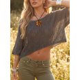 thumbnail image 4 of LMLYSoH Women's Knit Sweaters Long Sleeve Round Neck Solid Color Pullovers Loose Fit Poncho Crop Tops, 4 of 9