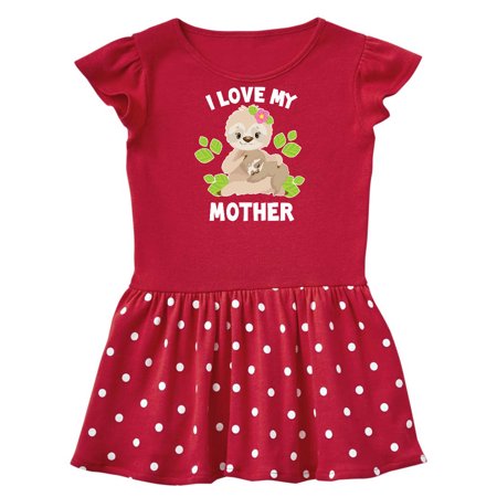 

Inktastic Cute Sloth I Love My Mother with Green Leaves Gift Baby Girl Dress
