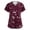 Dark Purple, variant on Floral Print Women's V-Neck Scrub Top with Pockets Comfortable, Breathable, Durable Uniform