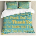 thumbnail image 1 of Thank You Duvet Cover Set King Size, Appreciation Artwork Gratitude Different Fonts Text Types Message, 3 Piece Bedding Set with 2 Pillow Shams, Pale Orange and Cadet Blue, by Ambesonne, 1 of 3