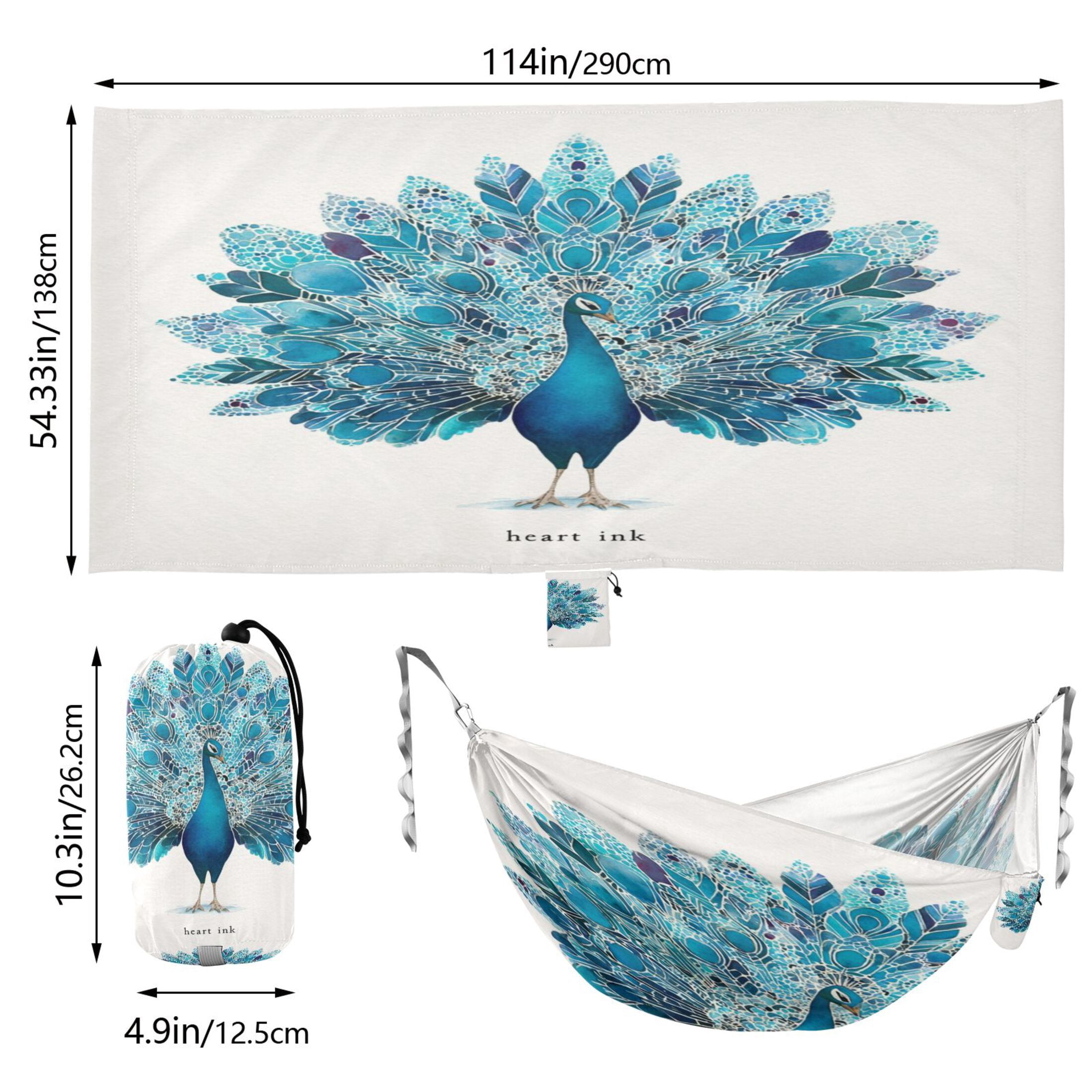 Hanging Hammock Portable Travel Camping For Outdooor Beach Camping Hiking The Peacock on The Closing Screen