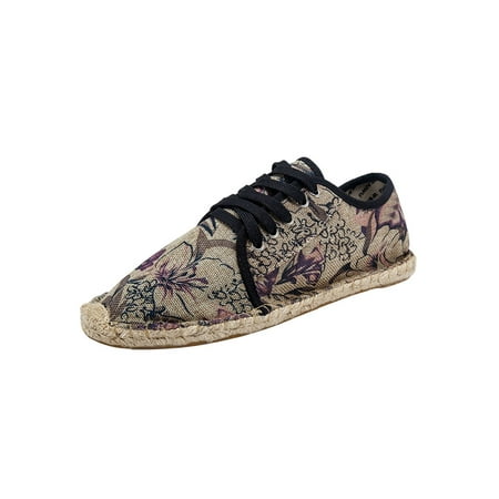 

Ritualay Womens Espadrilles Non-slip Canvas Shoe Floral Flats Low Top Hand-stitching Espadrille Unisex Mens Lightweight Casual Shoes Purple 10