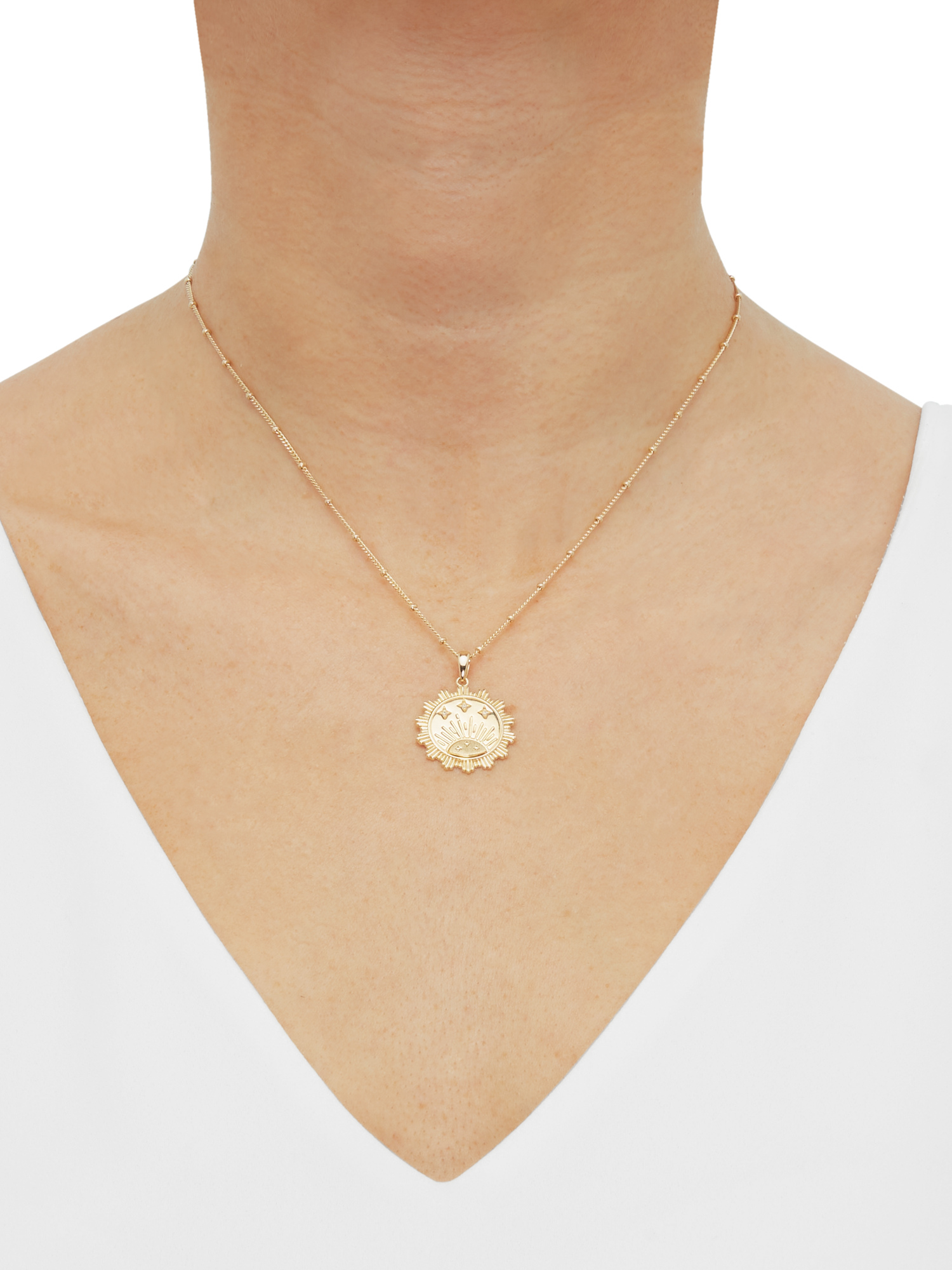 Brilliance Fine Jewelry Cubic Zirconia Sunrise Disk Pendant in Sterling Silver and 14KT Gold Plate