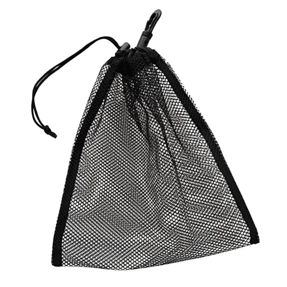 Drawstring Mesh gear pouch for Golf Table Tennis Ball Diving Black