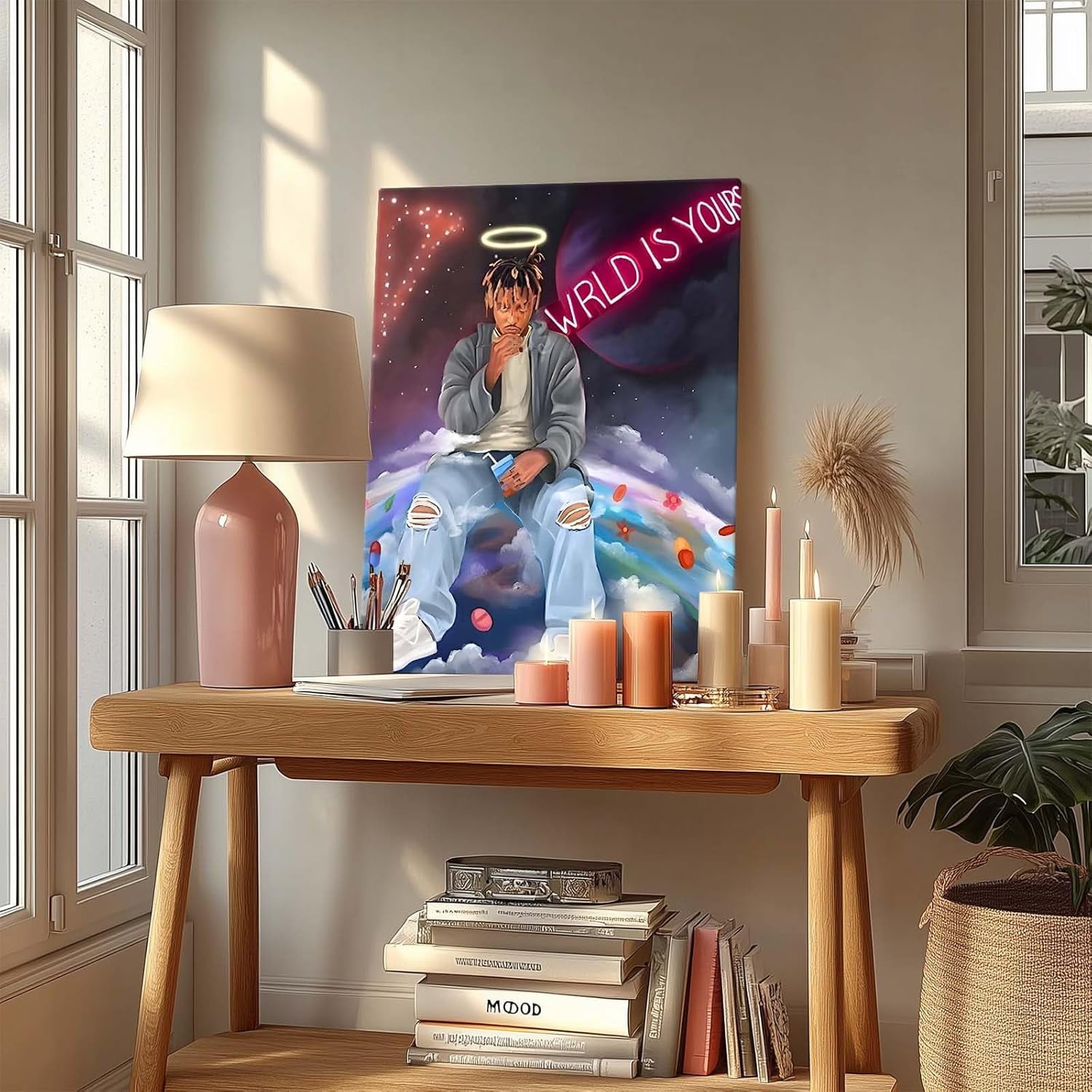 P&L Art Juice Wrld Canvas Wall Art, Rapper Singer Album Cover and Poster Framed Print Art, Aesthetic Canvas Wall Art for Bedroom or Living Room Wall Decor Gift 24x30inch