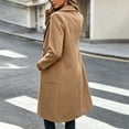 thumbnail image 4 of CHGBMOK Women's Mid Length Coat Notched Lapel Double Breasted Casual Overcoat Long Sleeve Loose Fit Outerwear Jacket with Pockets, 4 of 9