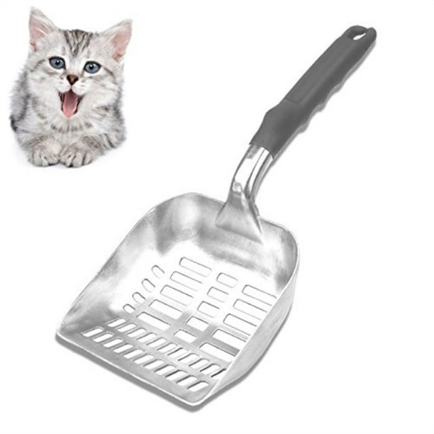 dearkris large cat litter scoop metal, kitty litter scoop with big deep shovel 5.5", soft handle