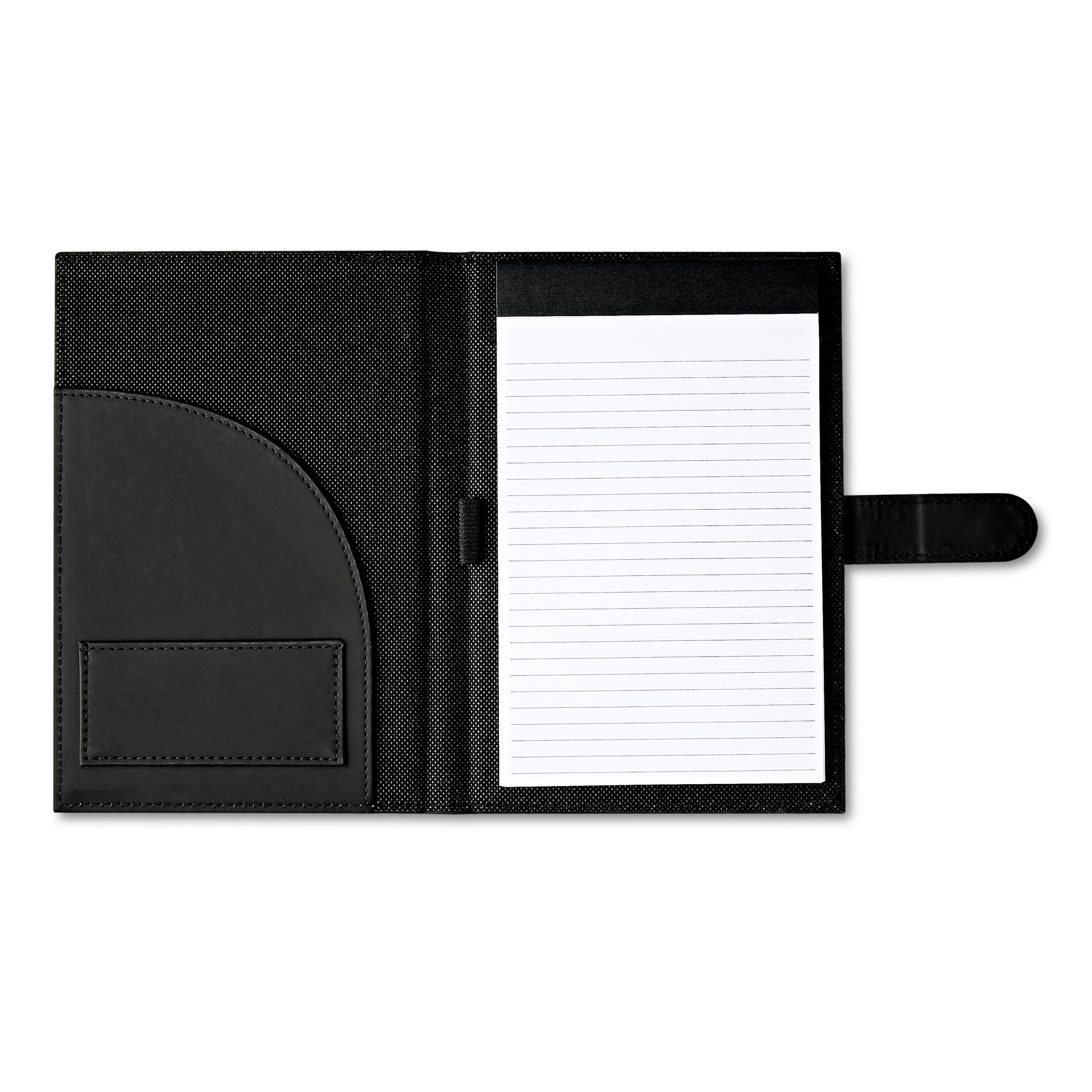 Pen + Gear Medium Leatherette Padfolio, Black Color, College Ruled Writing Pad, 1 Pack