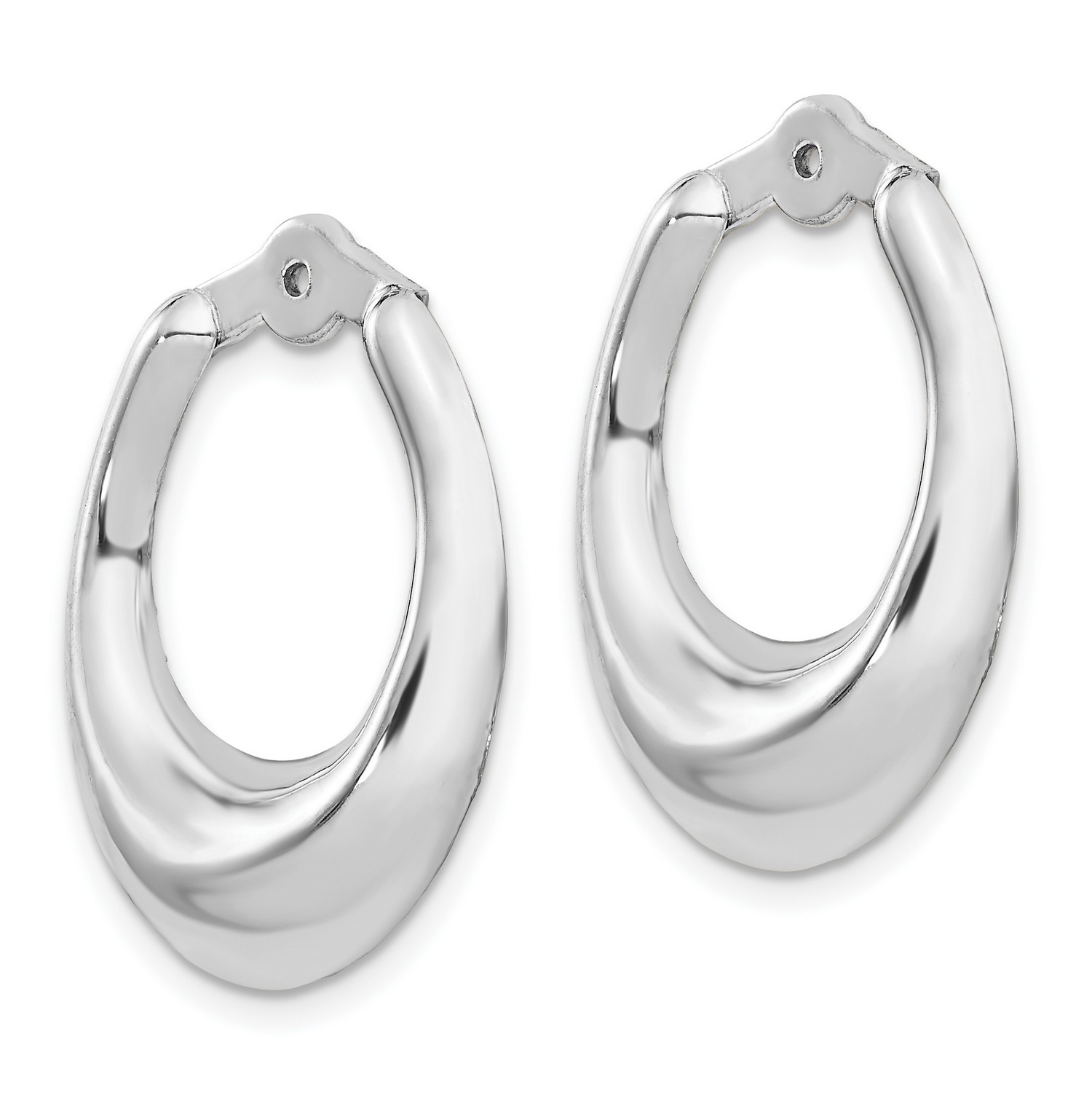 14k White Gold Polished Hoop Earring Jackets 25x18 mm - image 2 of 5