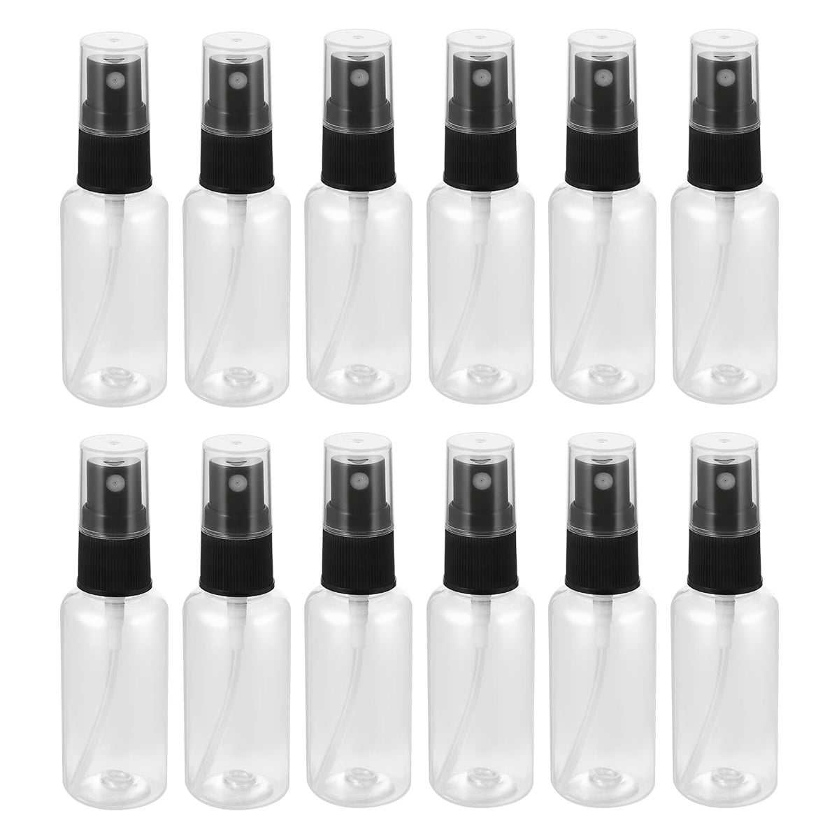 Spray Bottles, UEETEK 1oz/30ml Clear Empty Clear Fine Mist Plastic Mini Travel Bottle Set, Small Refillable Liquid Containers(12 Pack,Random Color Spray Cap)