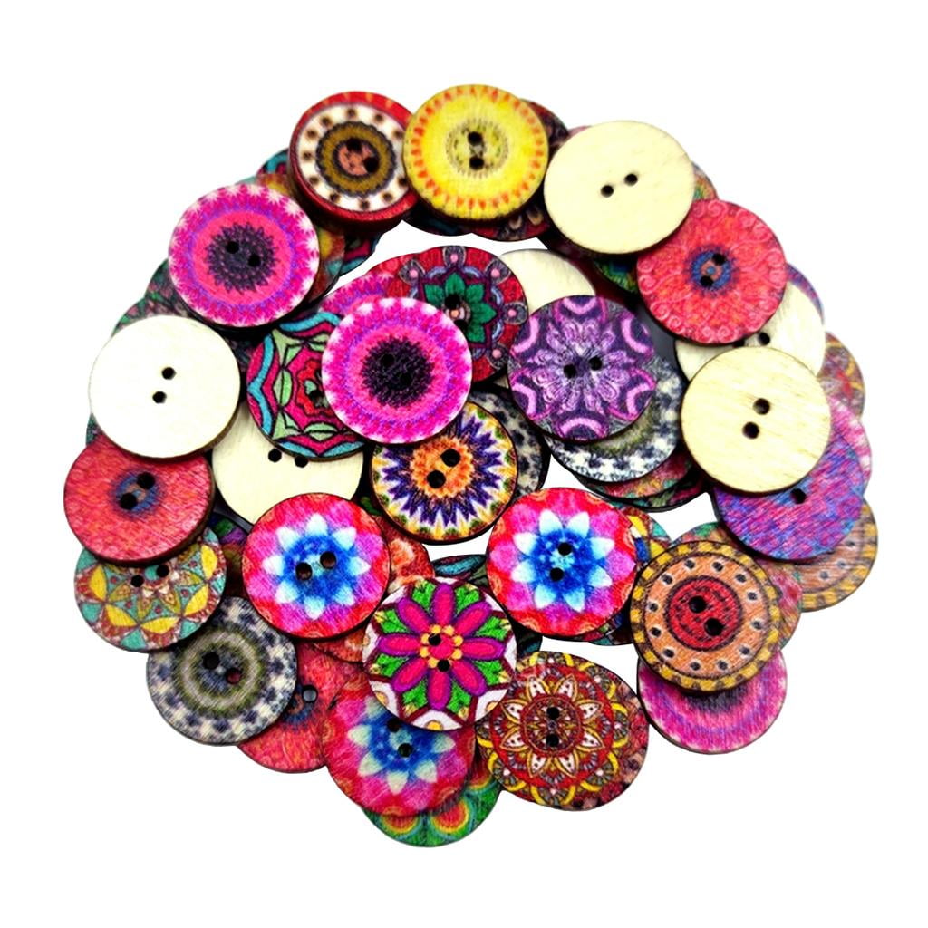 Over 95-Piece Assorted Pink & Purple Wood Buttons – 15-20mm, 2-Hole, For Sewing, Scrapbooking & DIY Crafts