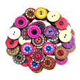 thumbnail image 1 of 100Pc Assorted Flower 2 Hole Decorative Wood Button for Sewing Scrapbooking 20mm Pink Series, 1 of 7