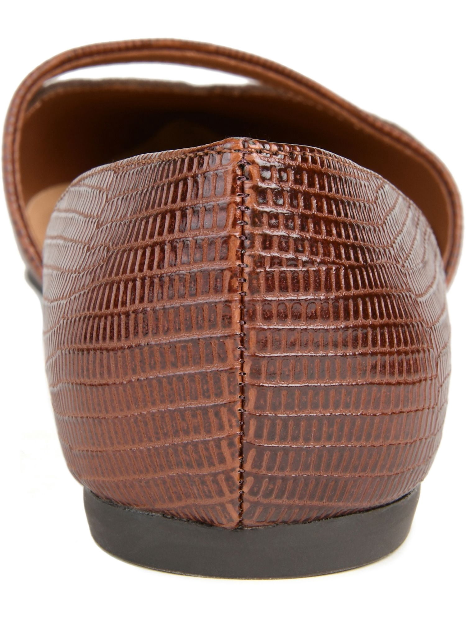Journee Collection Women's Brown Lizard Texture D'orsay Cushioned Braely Pointed Toe Slip On Dress Flats 8