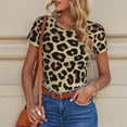 thumbnail image 4 of Cauagu Leopard Print-1 Women's Crew Neck Round Short Sleeve T Shirts Tops Bodysuit Daily Jumpsuit-Medium, 4 of 7
