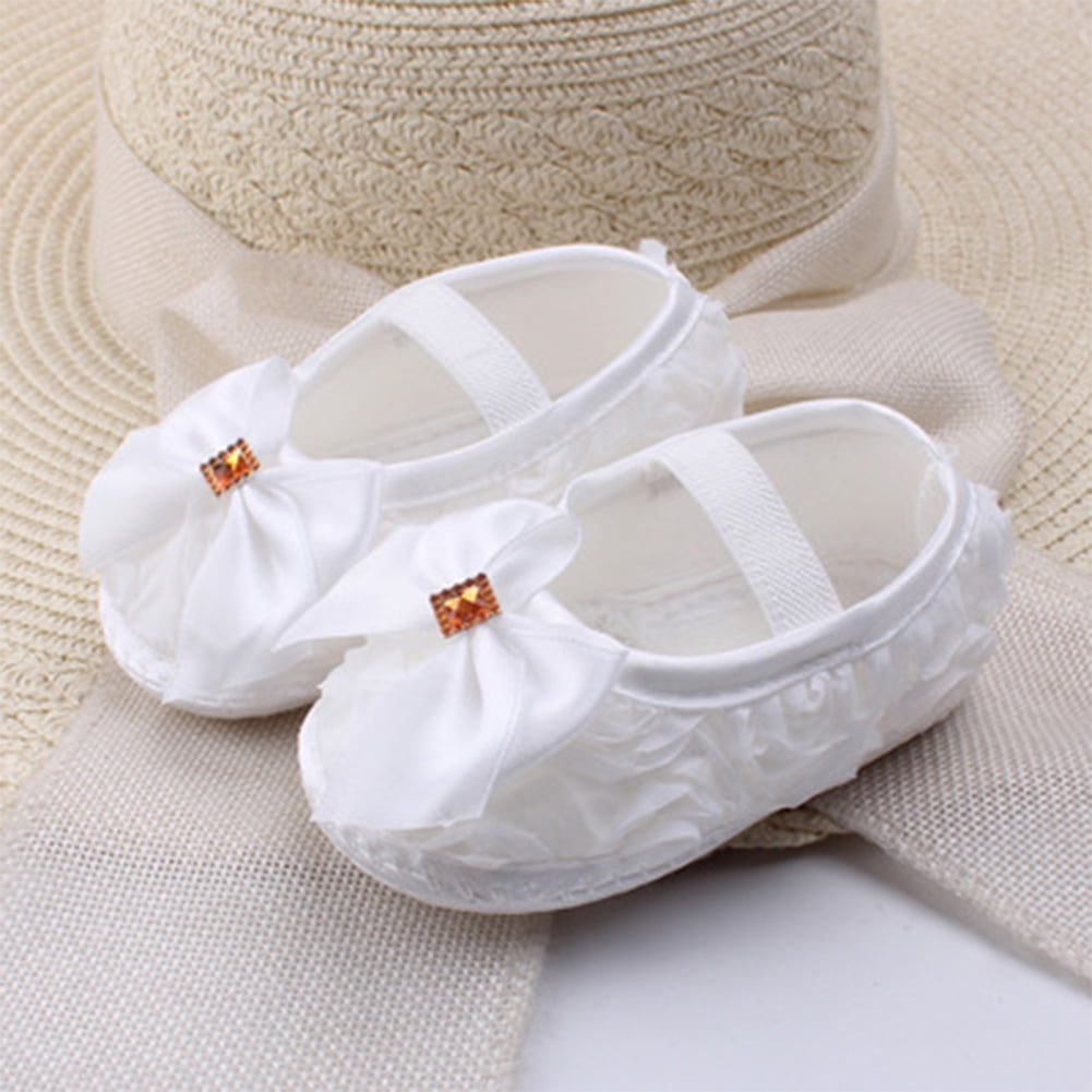 Newborn Baby Girl Soft Sole Princess Flower Toddler Crib Shoes Prewalker 0-18M 