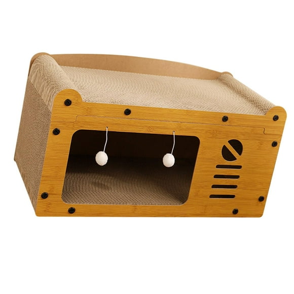 Bunblic Cat House for Indoor Cats Scratcher Board Hide Out Anti Scratch Castle Furniture Protection Cat Bed Scratching Board with Toy